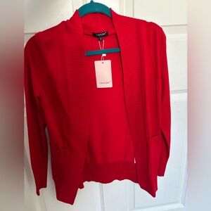 Red cardigan